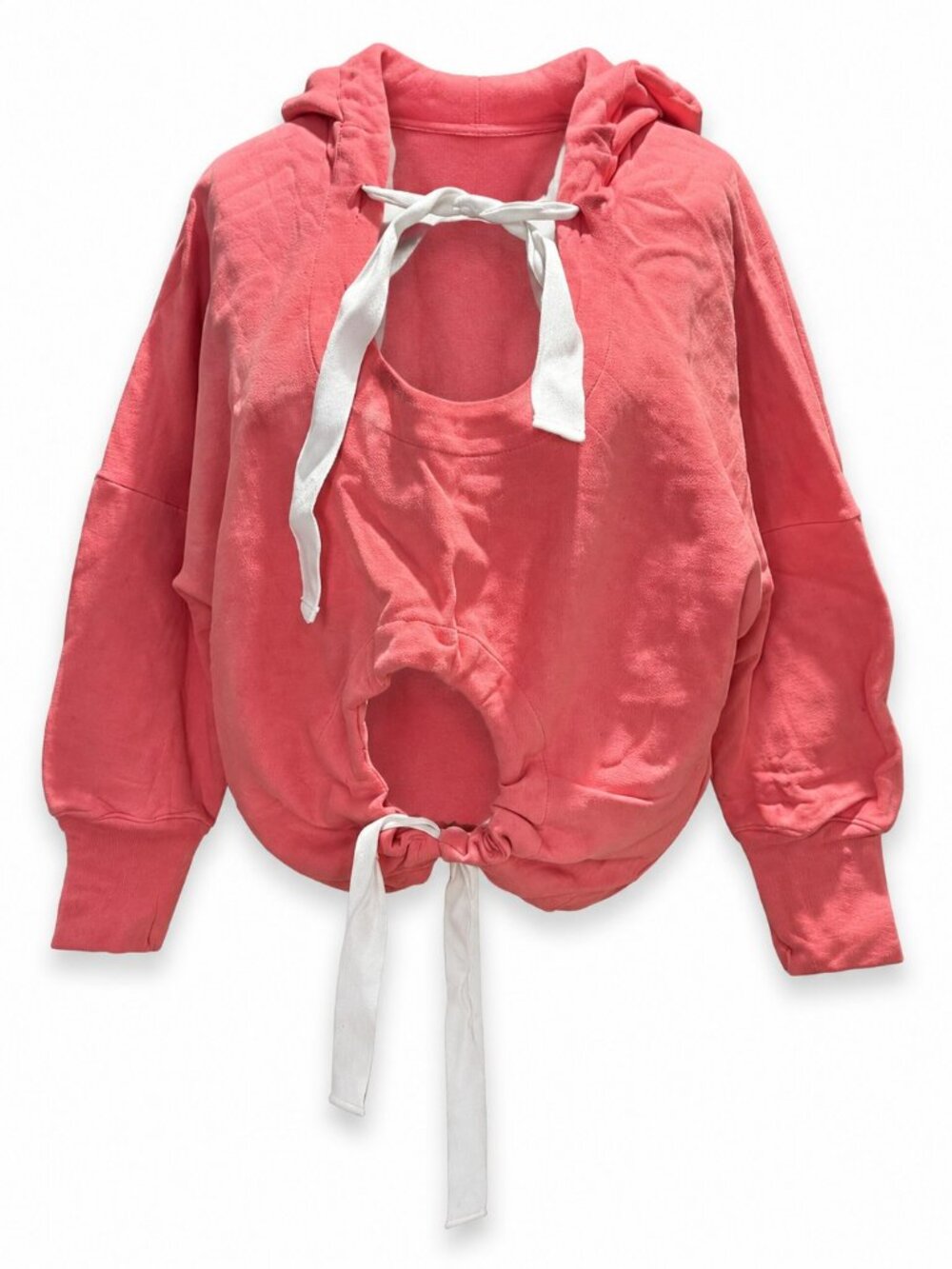 JI OH Pink Ribbon Tie Hooded Sweatshirt Size S